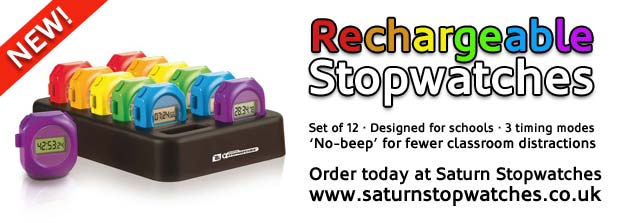 Rechargeable Stopwatches - Designed for schools - Set of 12 - 3 Timing Modes
